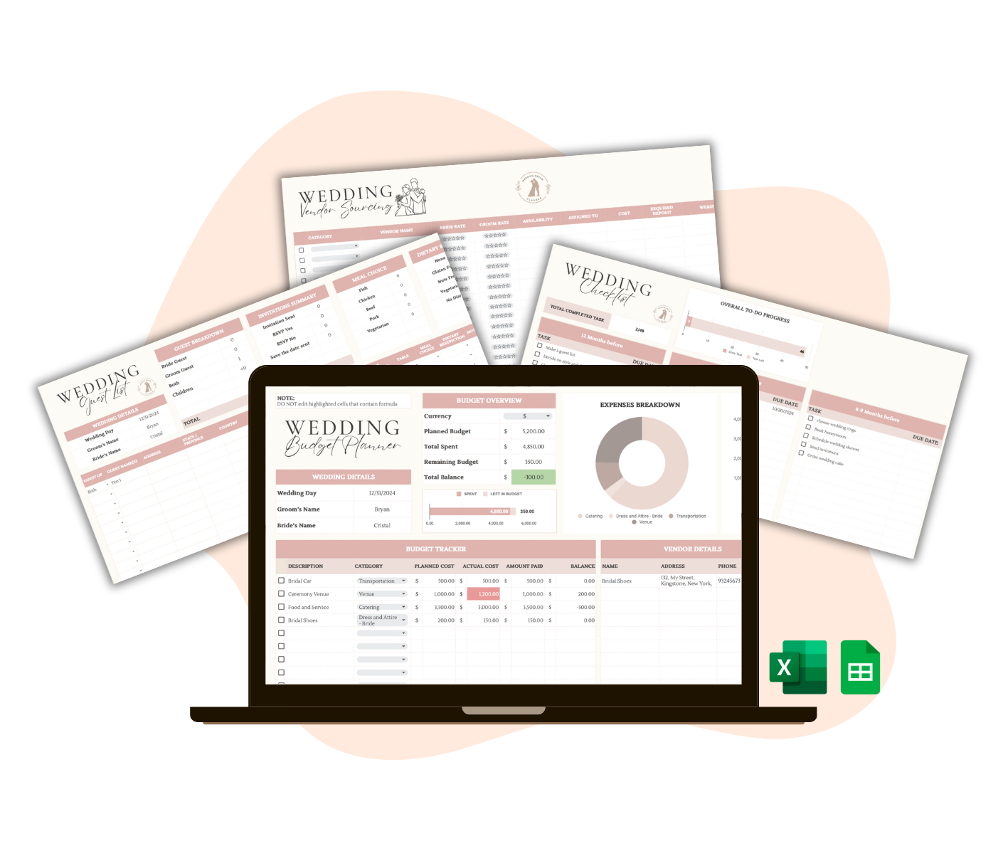 Wedding Digital Bundle, Spreadsheet