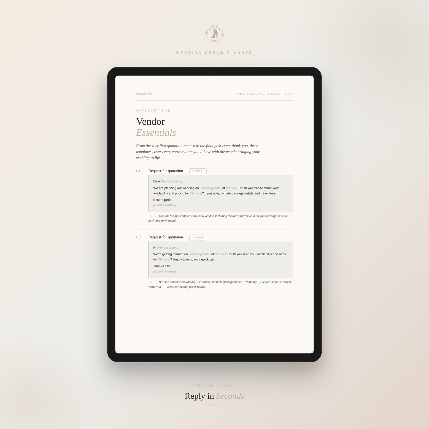The Wedding Comms Pack | Editorial Edition