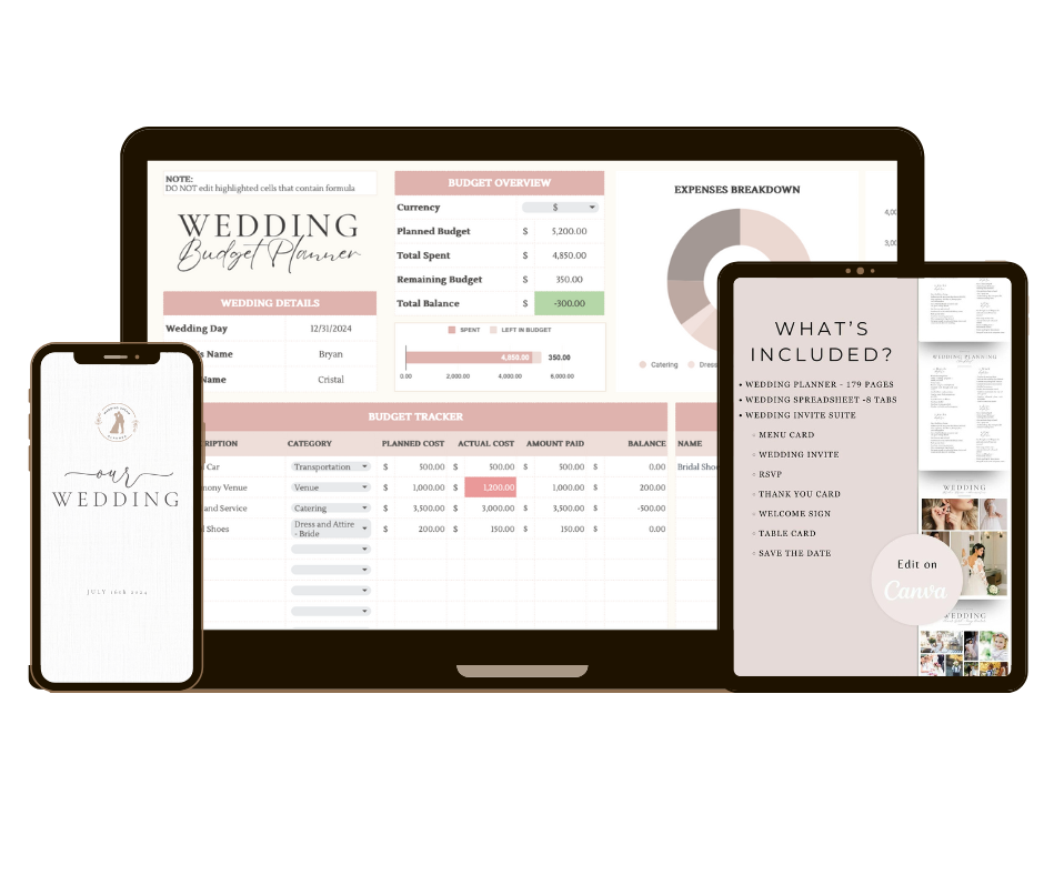 Wedding Dream Planner shown on laptop and phone